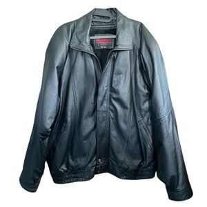 FREQUENCY Men’s Black Genuine Leather Jacket Size 4XL